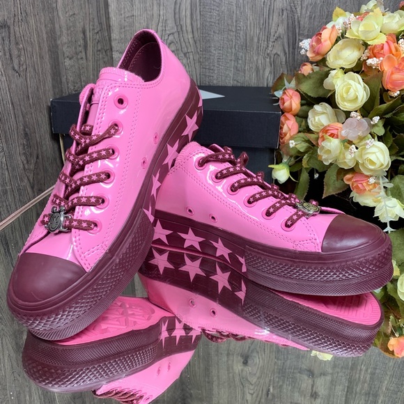 ❤️ Converse CTAS LIFT OX Patent pink dark burgundy - Picture 2 of 8